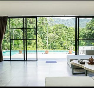 Villa terrace and pool